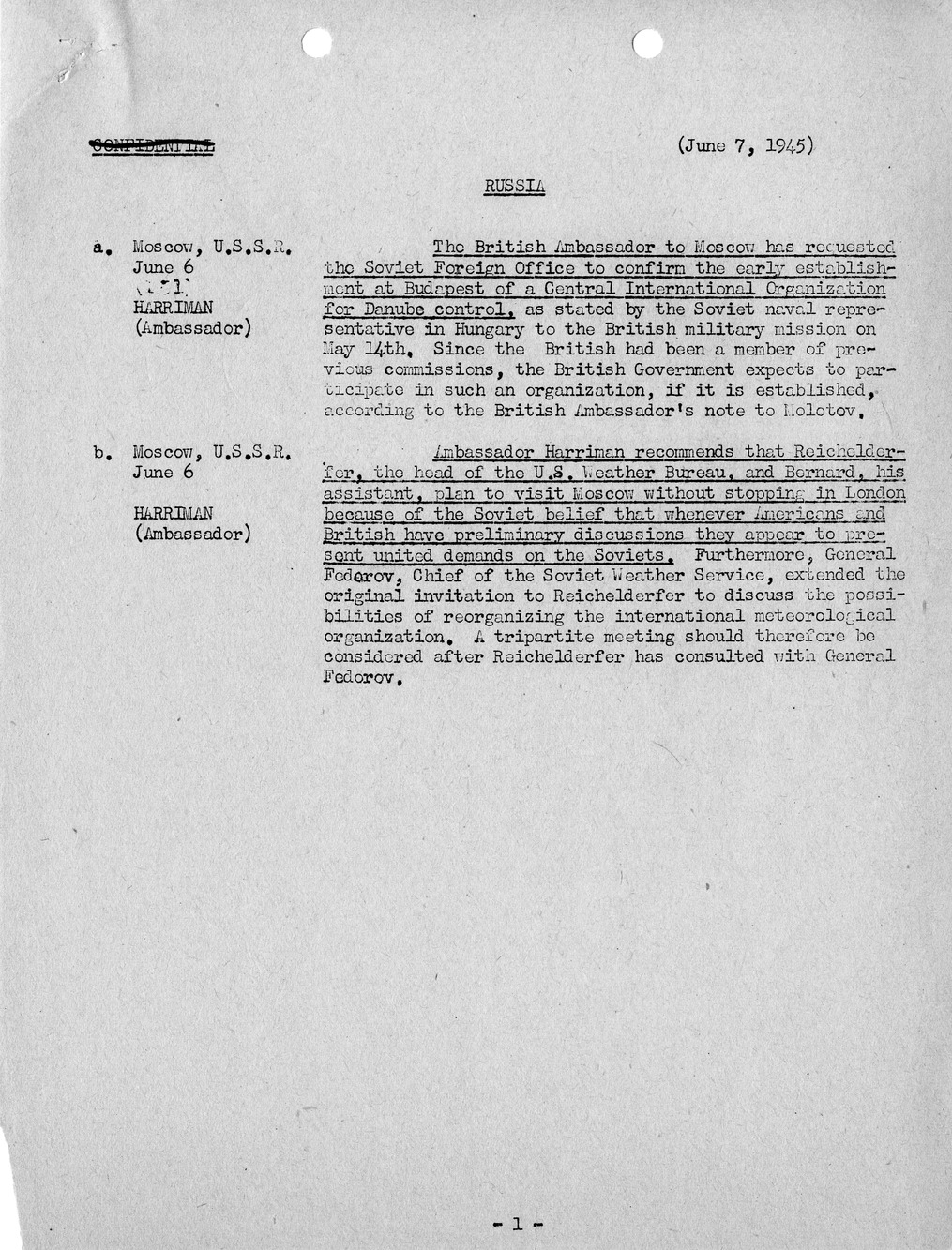 Brief of Telegrams of the Department of State Prepared by Division of Naval Intelligence