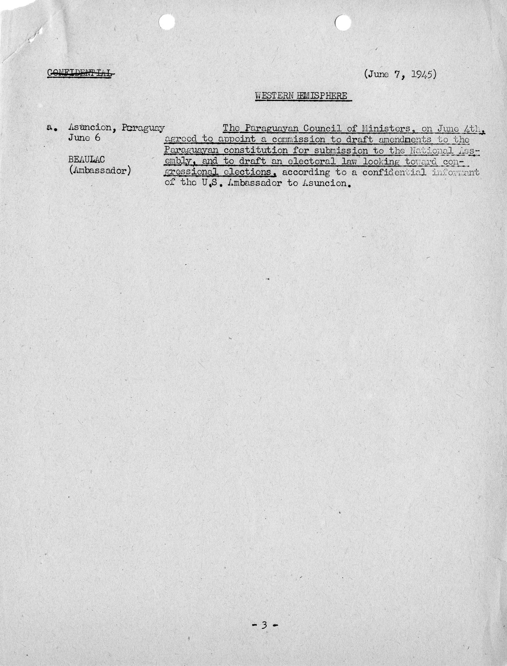 Brief of Telegrams of the Department of State Prepared by Division of Naval Intelligence