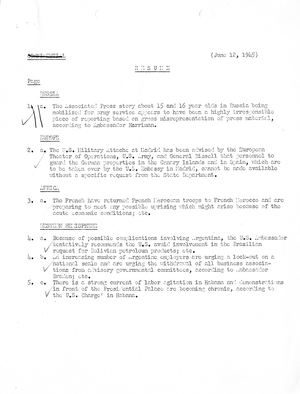 Brief of Telegrams of the Department of State Prepared by Division of Naval Intelligence