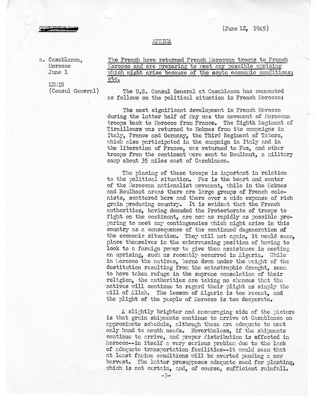 Brief of Telegrams of the Department of State Prepared by Division of Naval Intelligence