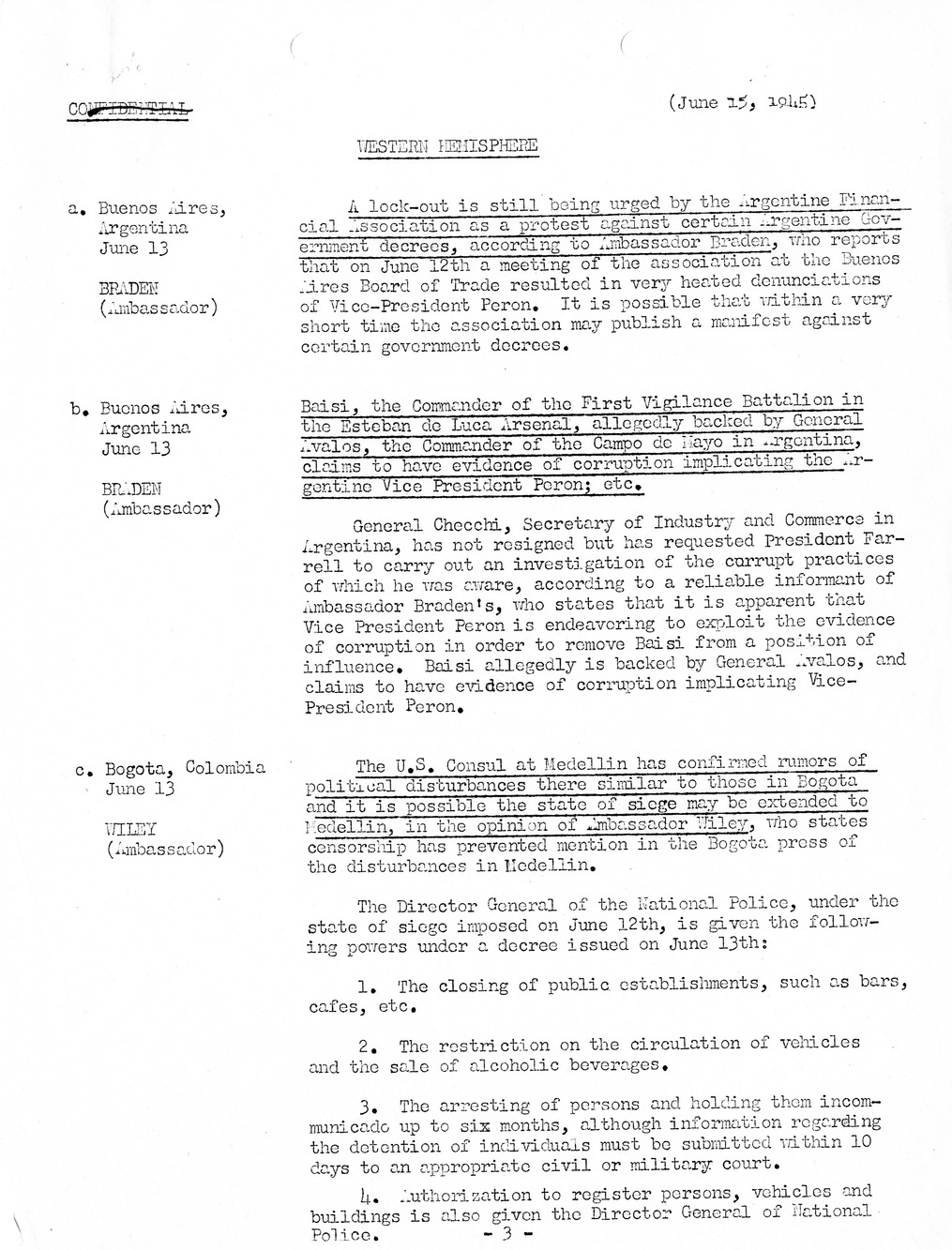 Brief of Telegrams of the Department of State Prepared by Division of Naval Intelligence
