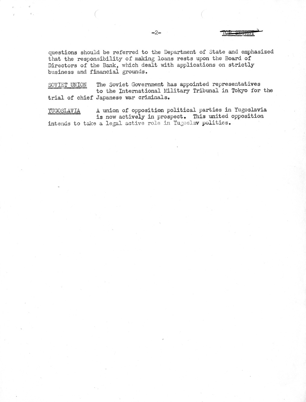 Memorandum, Department of State Summary of Telegrams