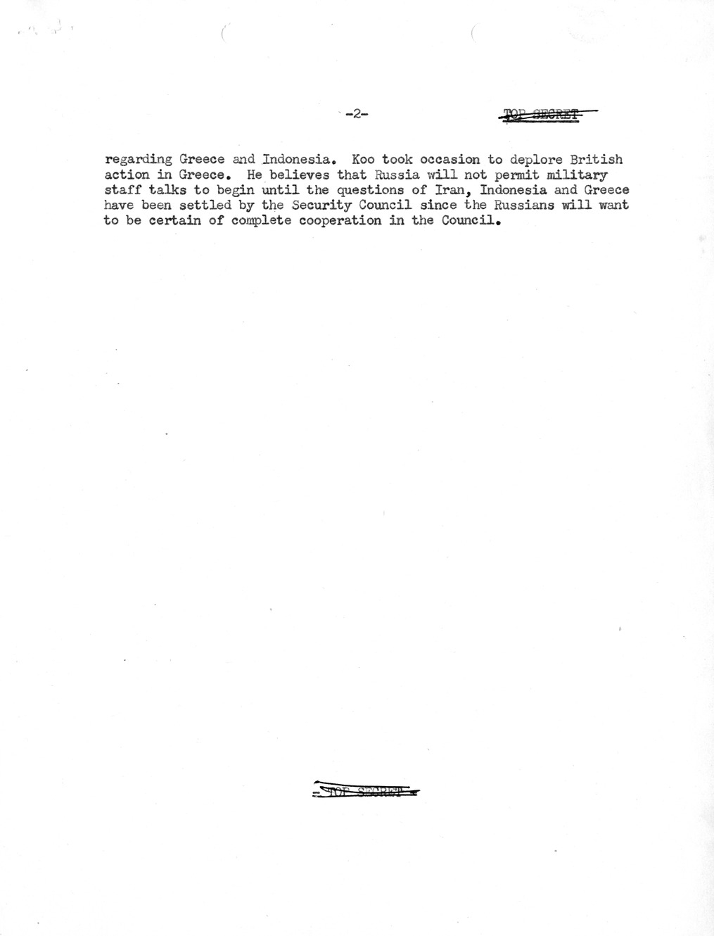 Memorandum, Department of State Summary of Telegrams