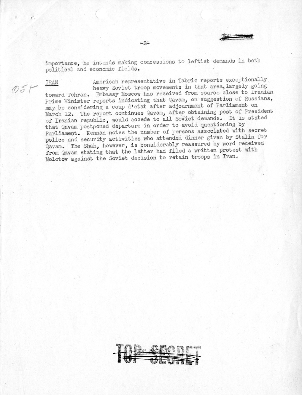 Memorandum, Department of State Summary of Telegrams