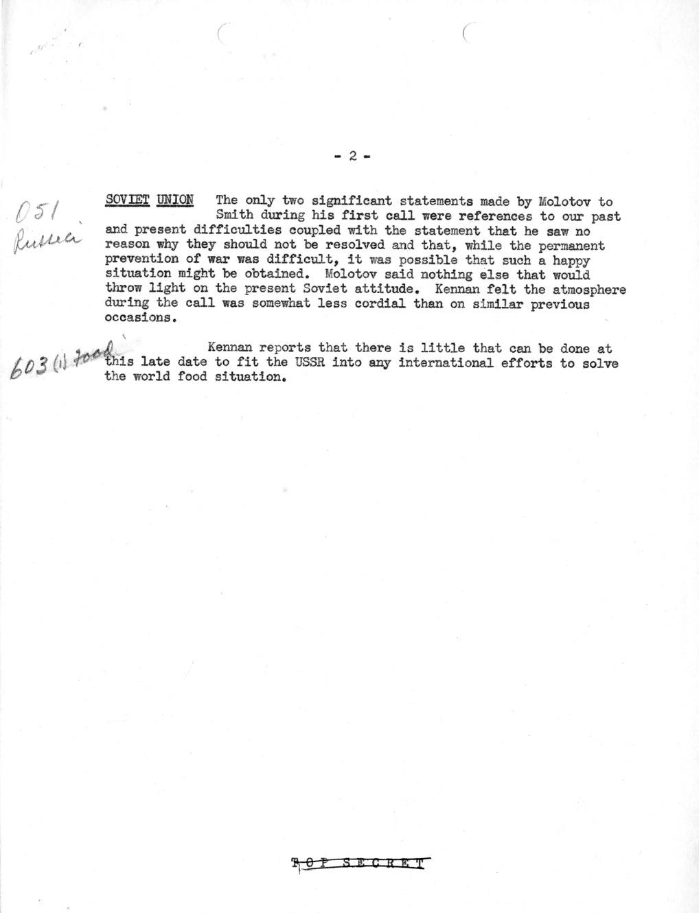 Memorandum, Department of State Summary of Telegrams
