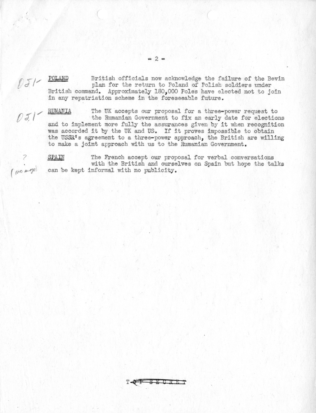 Memorandum, Department of State Summary of Telegrams