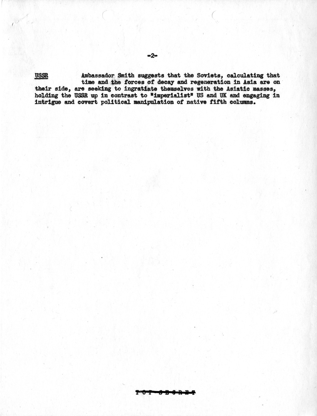 Memorandum, Department of State Summary of Telegrams