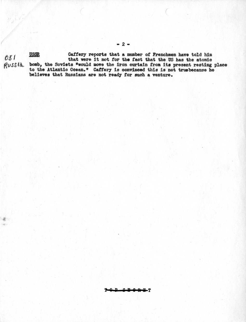 Memorandum, Department of State Summary of Telegrams