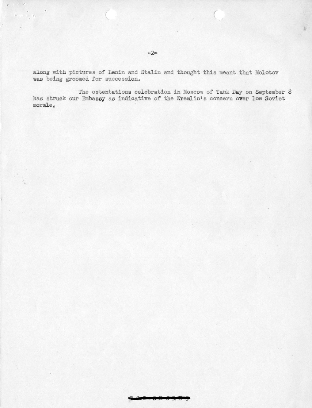 Memorandum, Department of State Summary of Telegrams