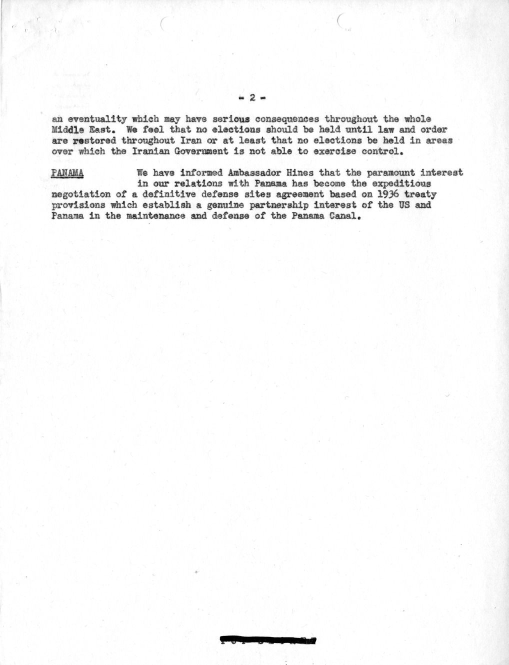 Memorandum, Department of State Summary of Telegrams