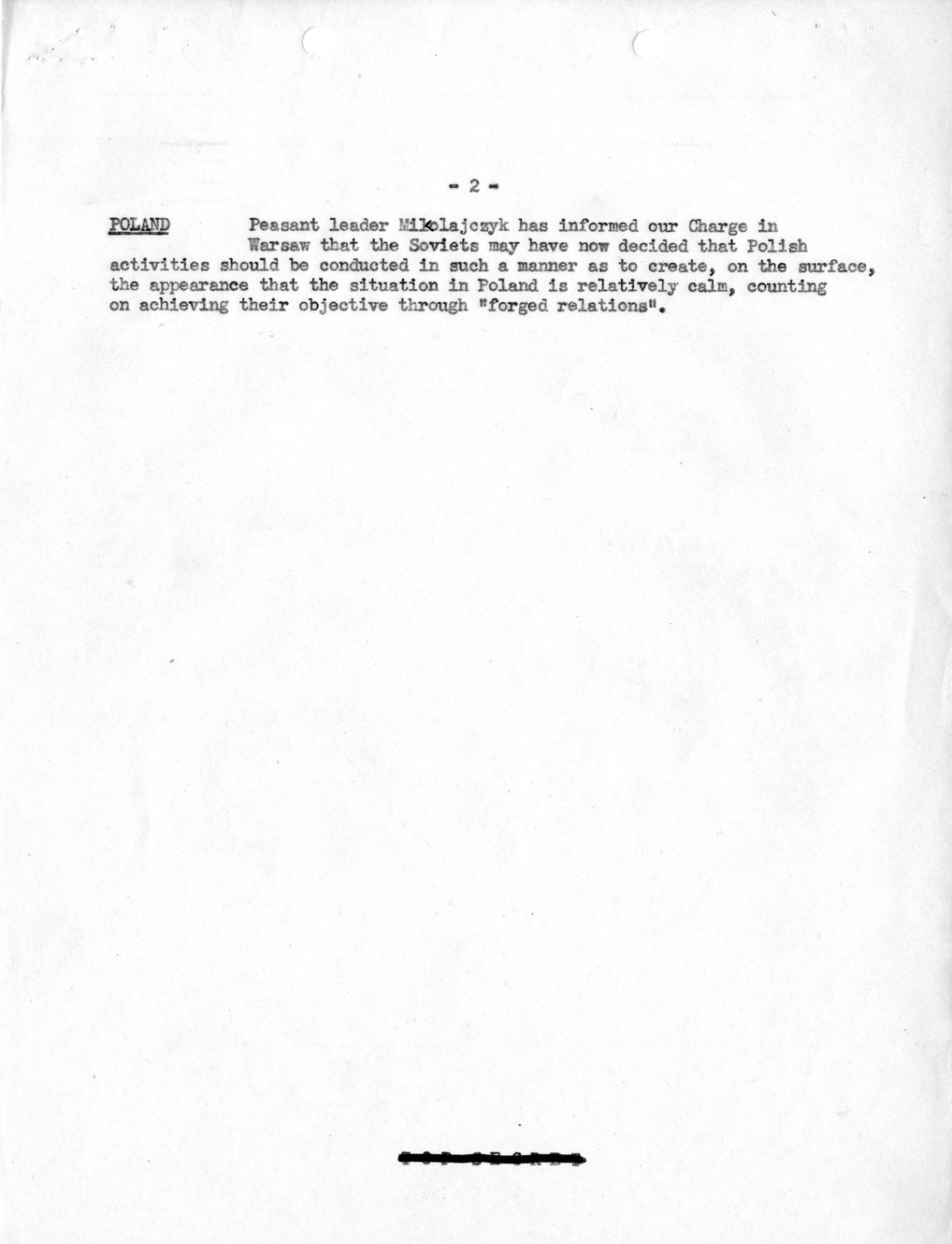 Memorandum, Department of State Summary of Telegrams