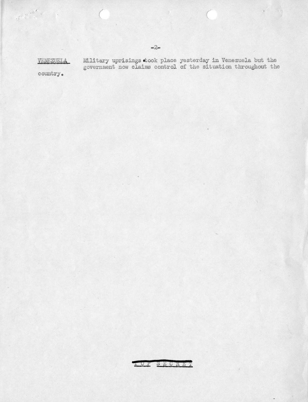 Memorandum, Department of State Summary of Telegrams