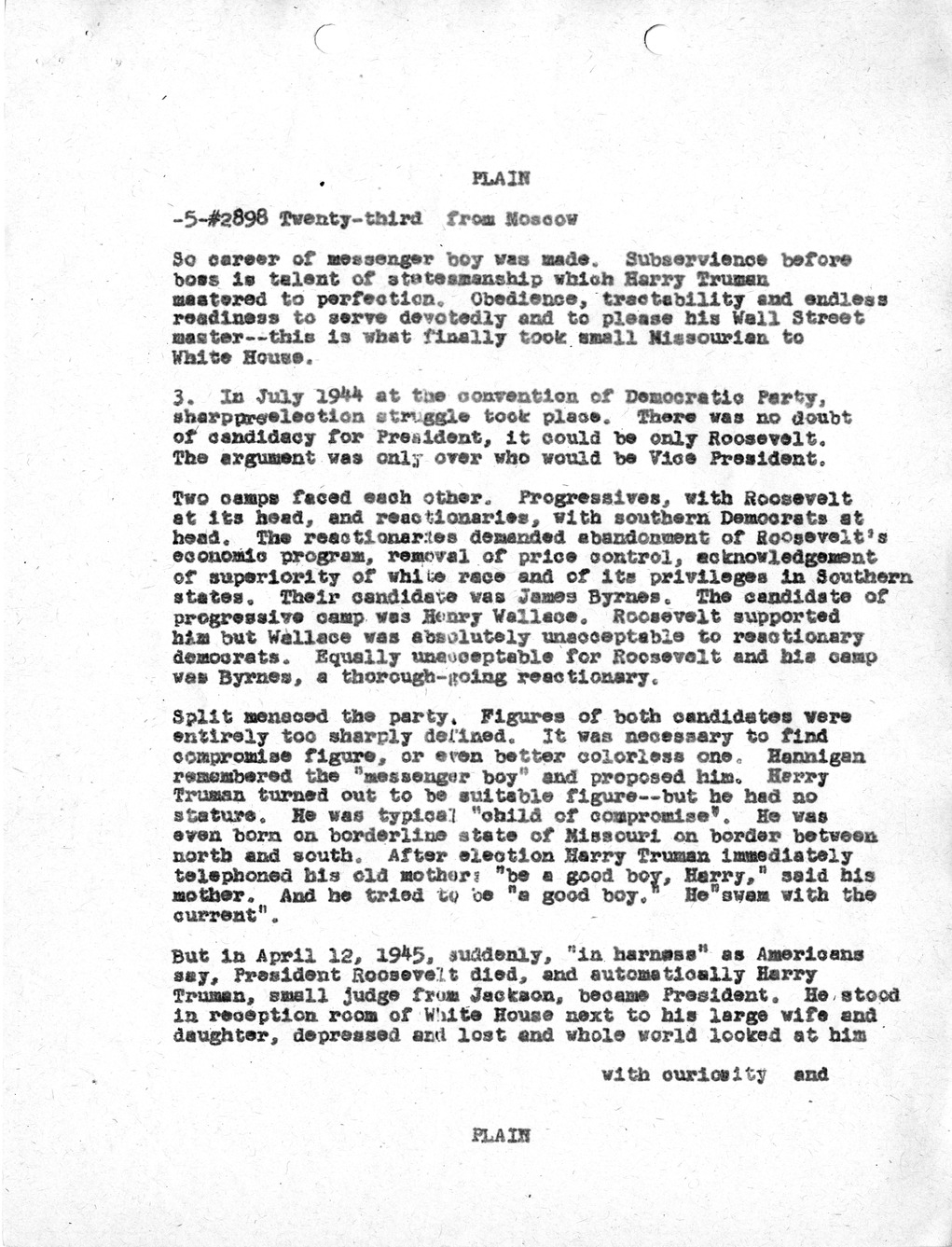 Telegram from United States Ambassador to the Soviet Union Walter Bedell Smith of Article from Soviet Literary Gazette