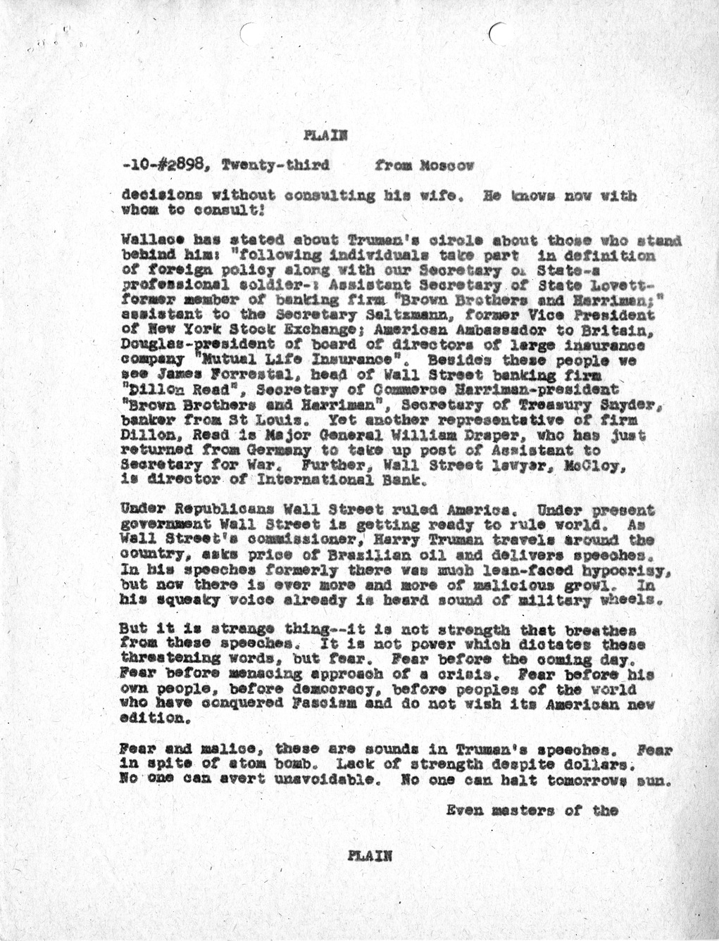 Telegram from United States Ambassador to the Soviet Union Walter Bedell Smith of Article from Soviet Literary Gazette