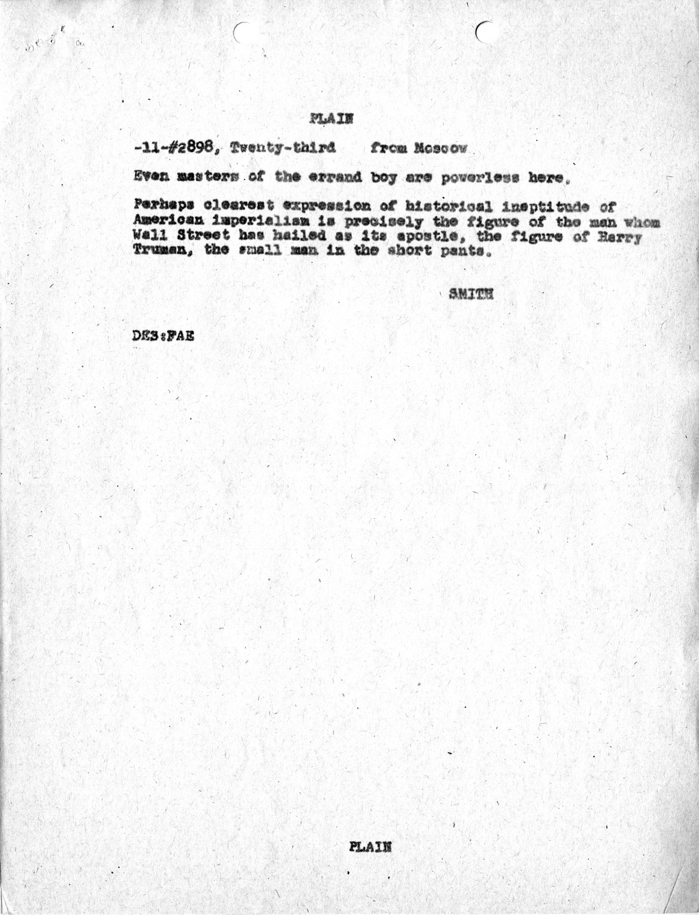 Telegram from United States Ambassador to the Soviet Union Walter Bedell Smith of Article from Soviet Literary Gazette