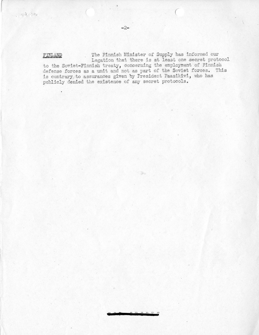 Memorandum, Department of State Summary of Telegrams