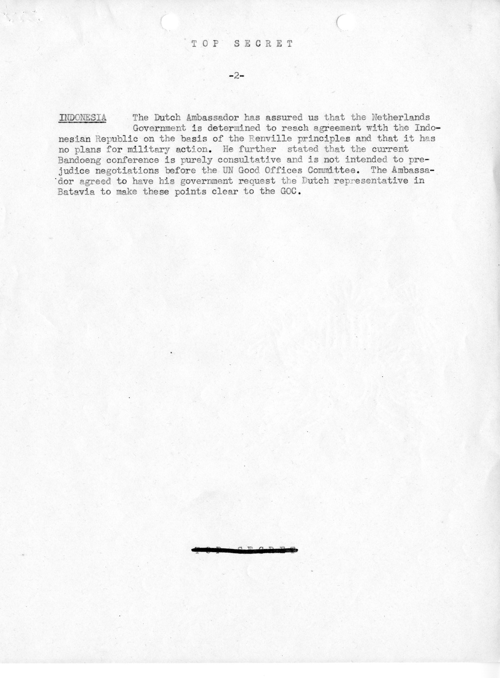 Memorandum, State Department Summary of Telegrams