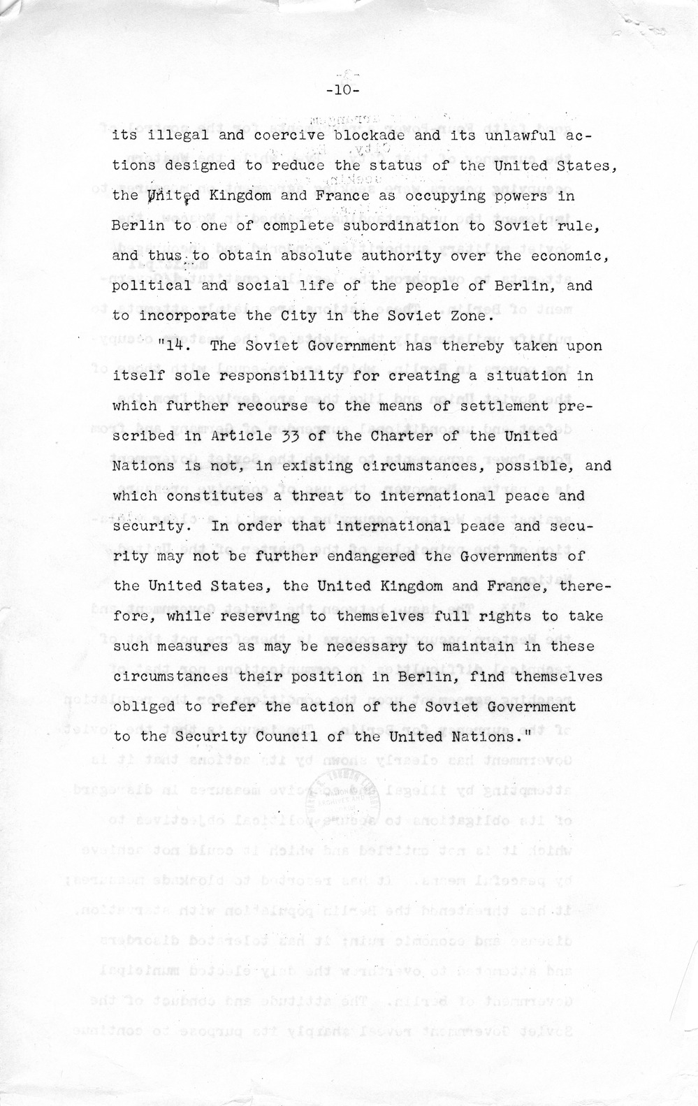 Department of State Press Release