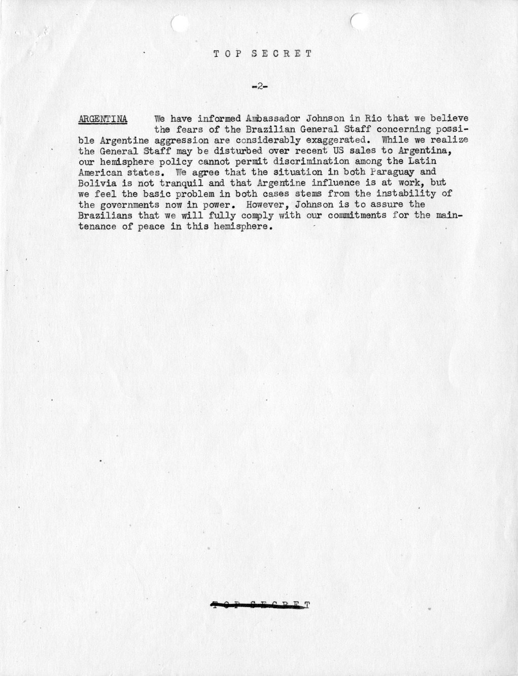 Memorandum, State Department Summary of Telegrams