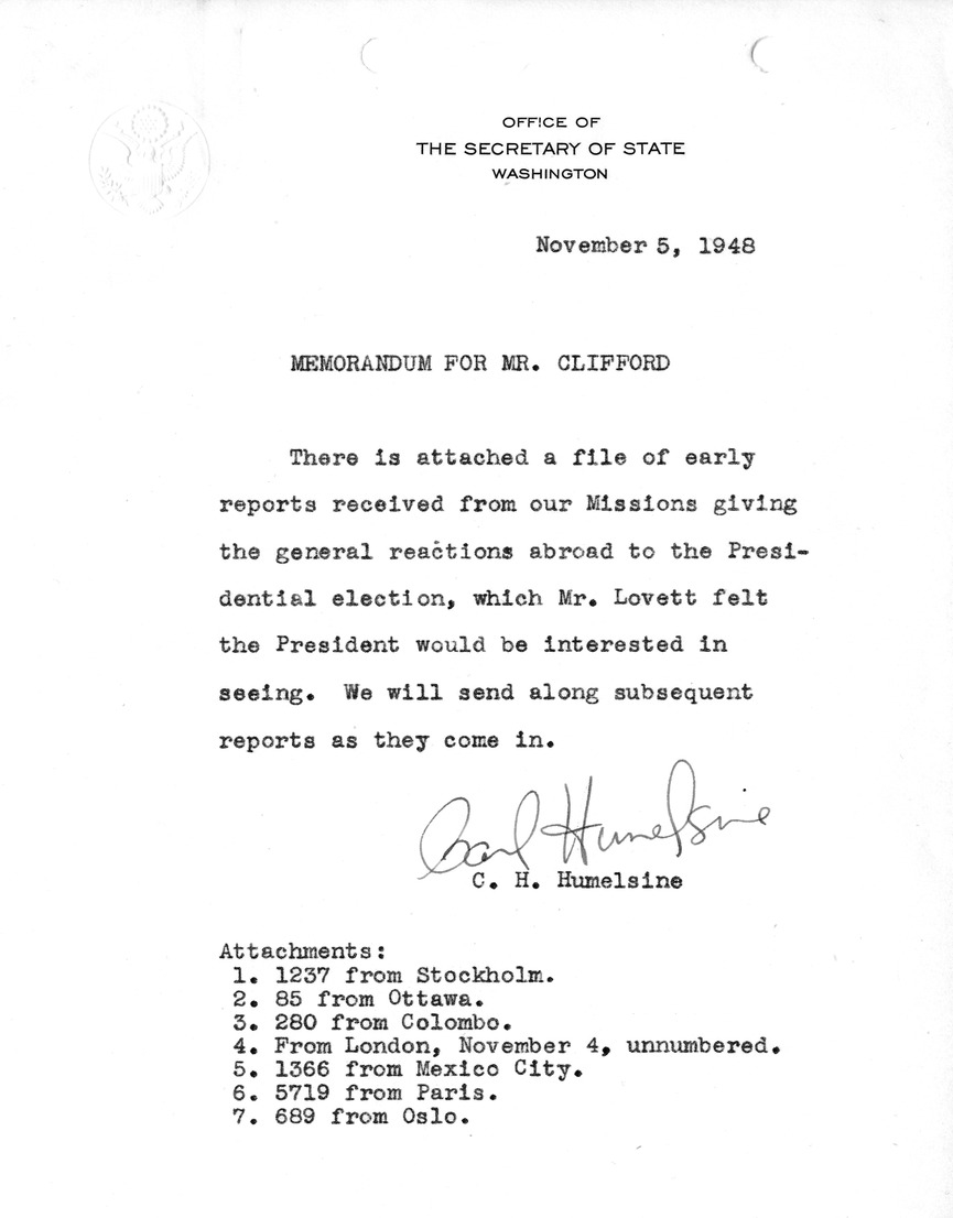 Memorandum from Carlisle Humelsine to Clark Clifford