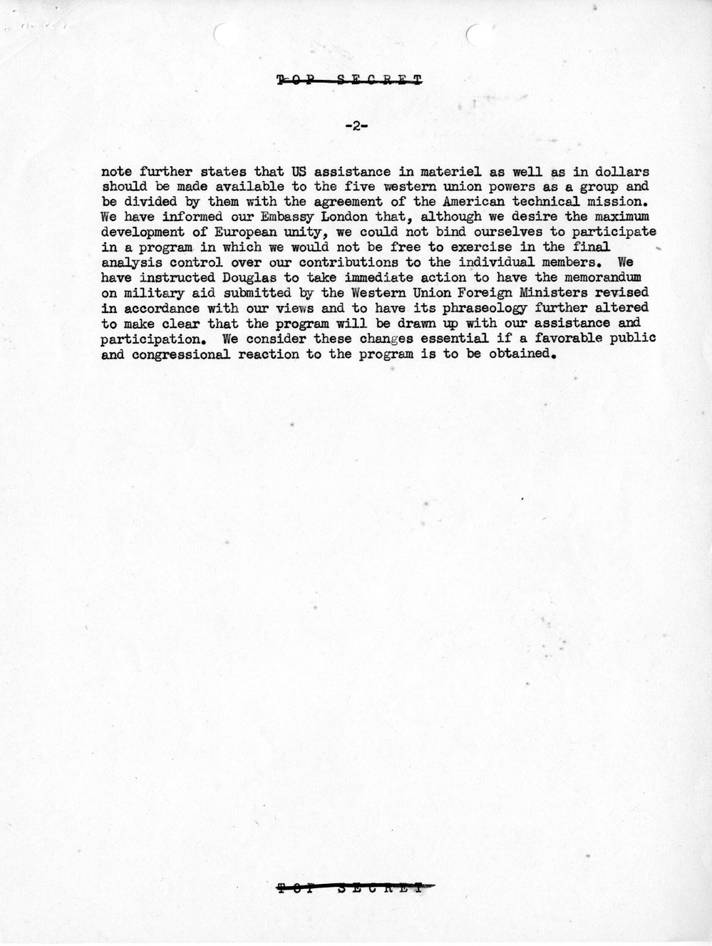 Memorandum, Department of State Summary of Telegrams