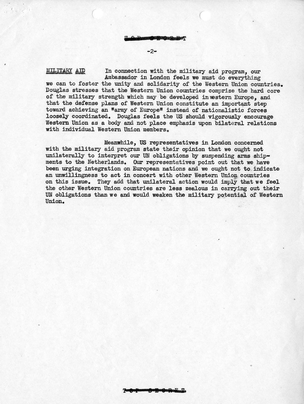 Memorandum, State Department Summary of Telegrams
