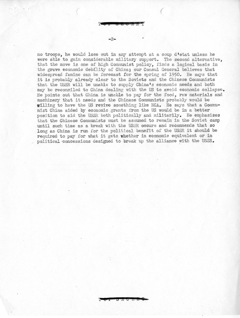 Memorandum, Department of State Summary of Telegrams