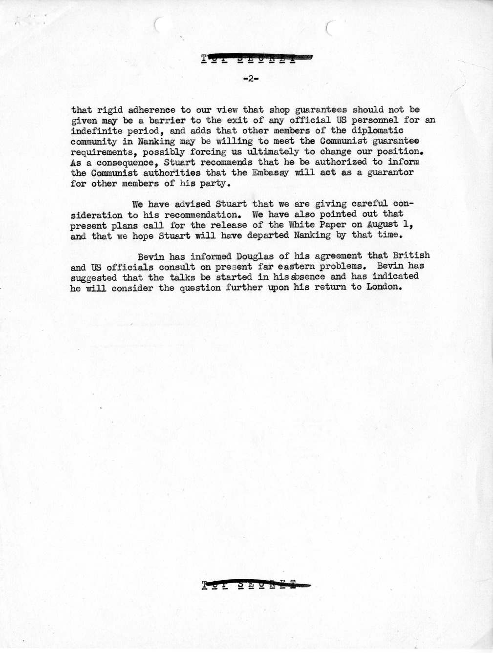 Memorandum, Department of State Summary of Telegrams