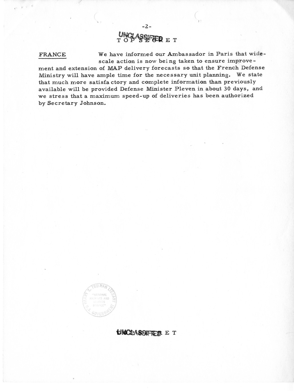 Memorandum, Department of State Summary of Telegrams