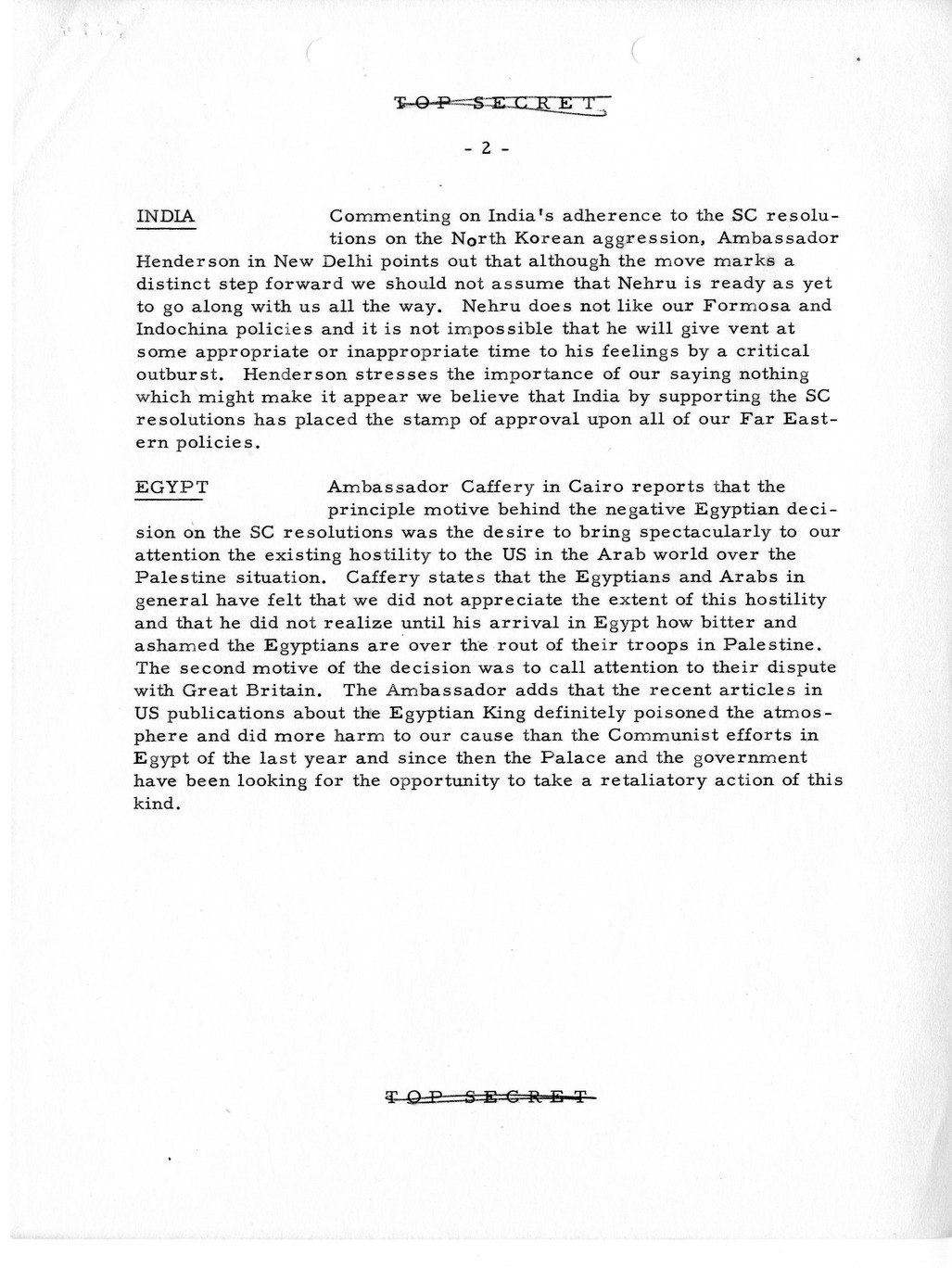 Department of State - Summary of Telegrams