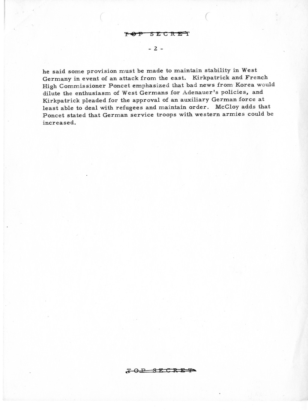 Memorandum, Department of State Summary of Telegrams