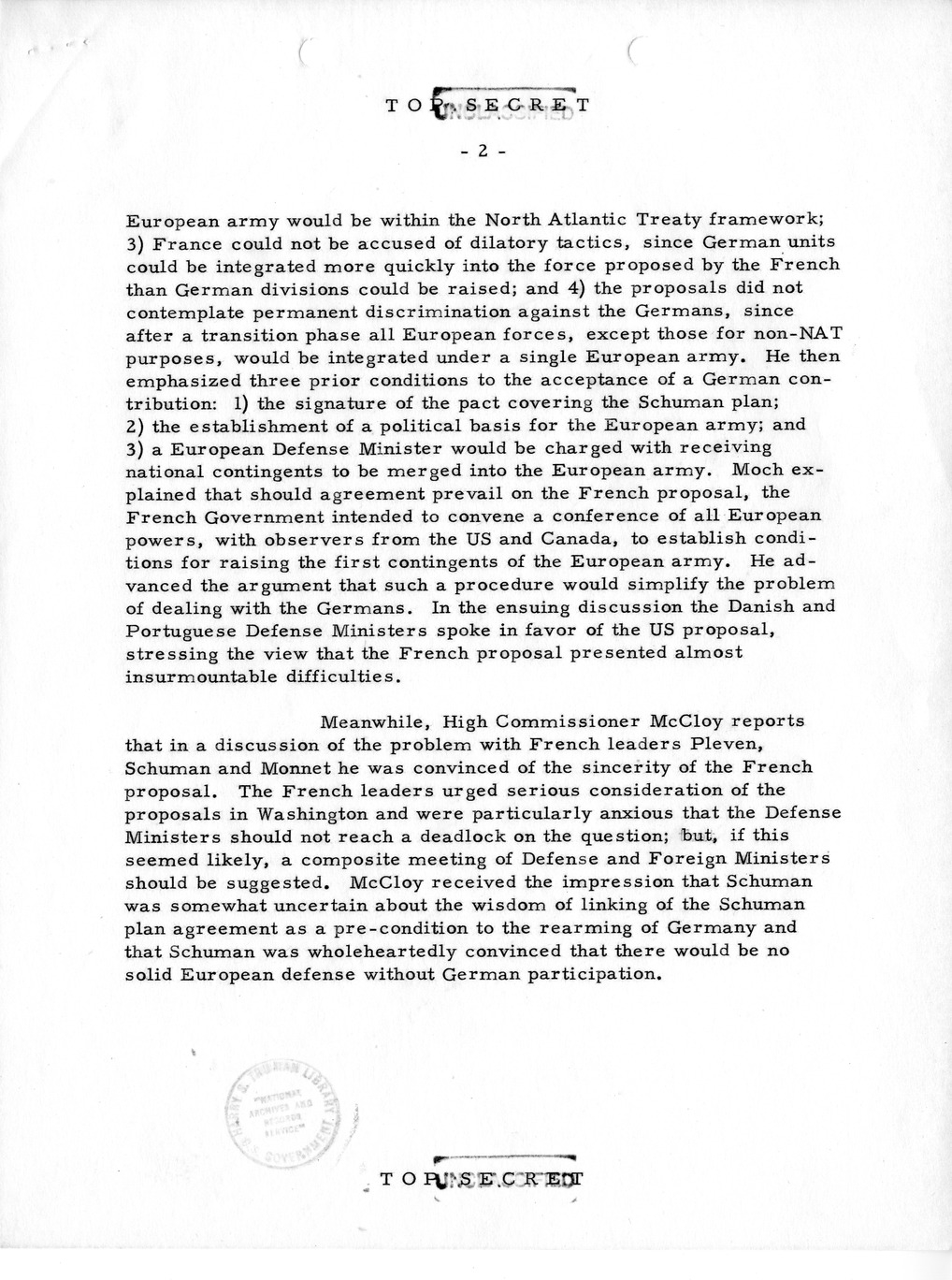 Memorandum, Department of State Summary of Telegrams