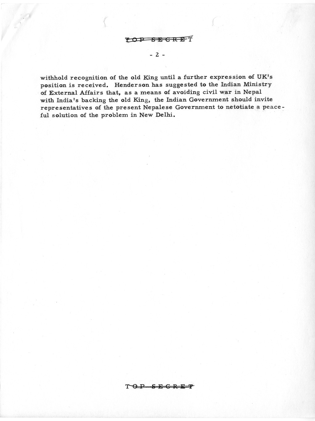 Memorandum, Department of State Summary of Telegrams