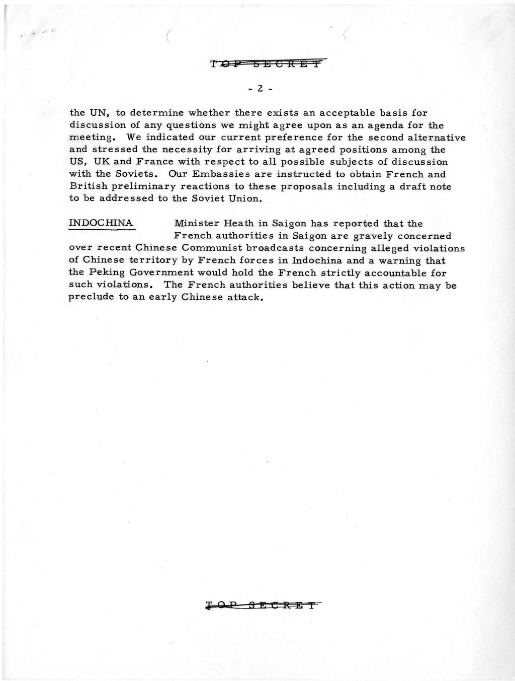 Memorandum, Department of State Summary of Telegrams