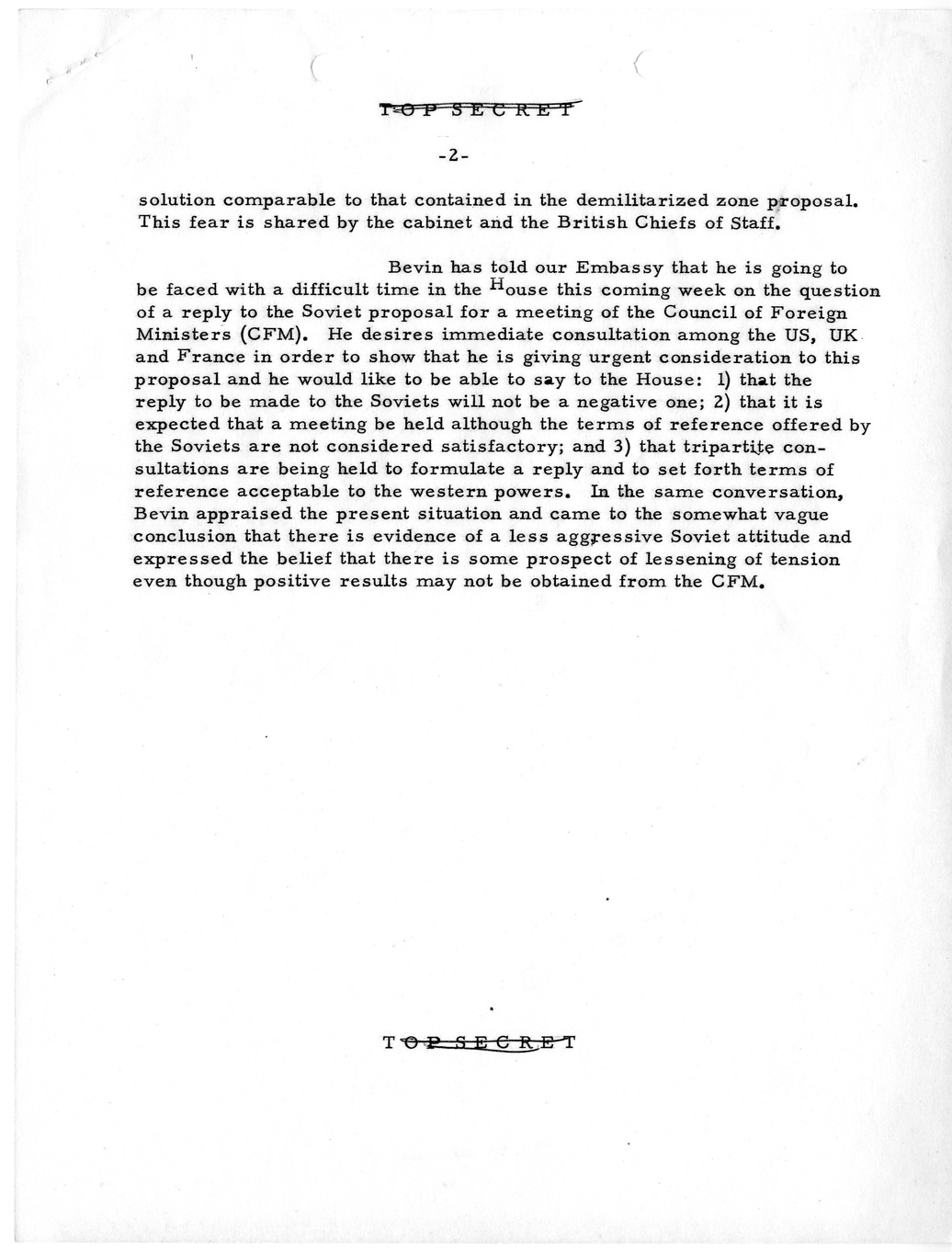 Memorandum, Department of State Summary of Telegrams