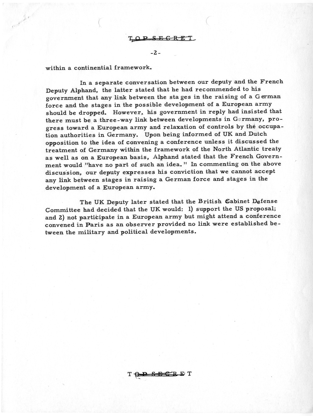 Memorandum, Department of State Summary of Telegrams