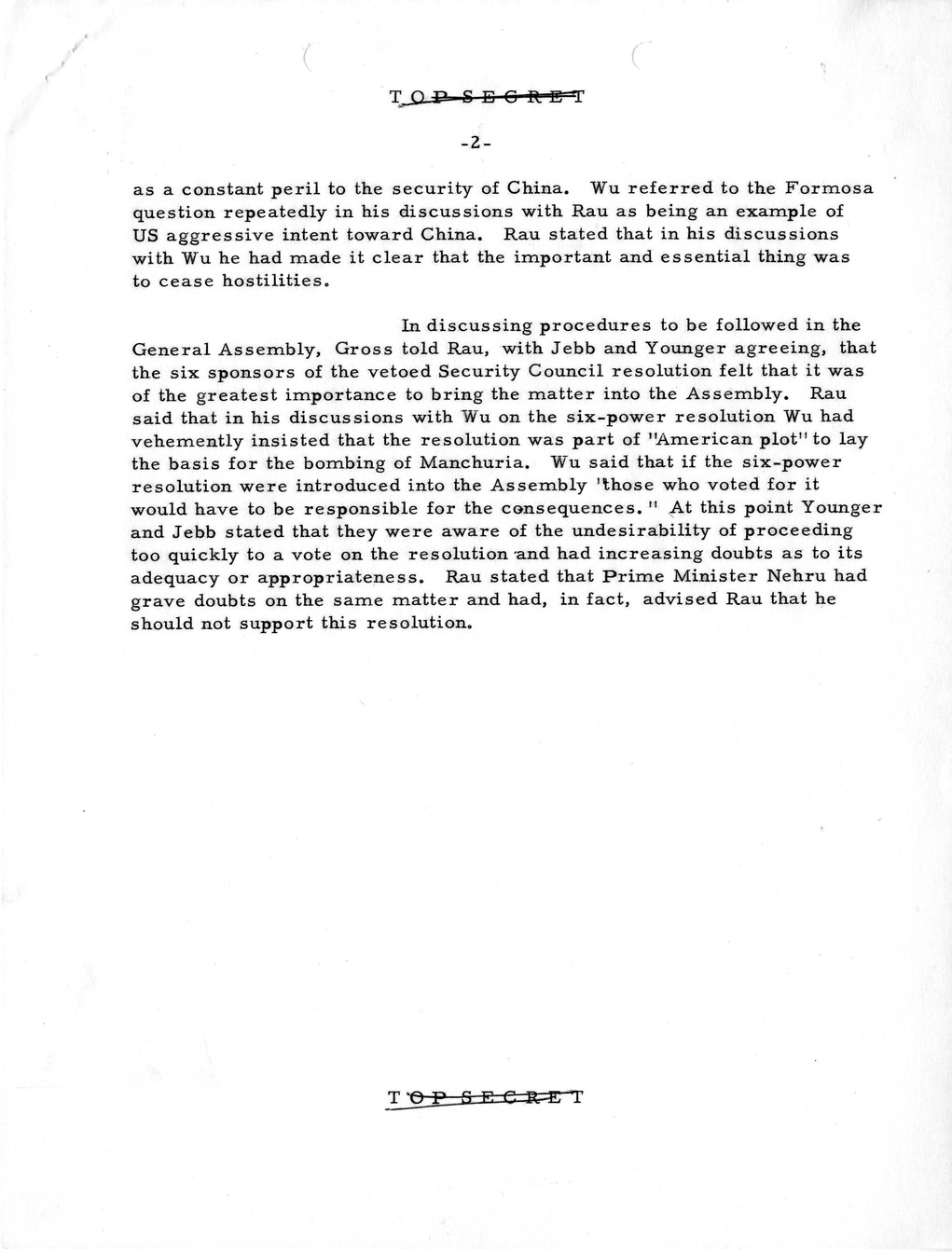 Memorandum, Department of State Summary of Telegrams