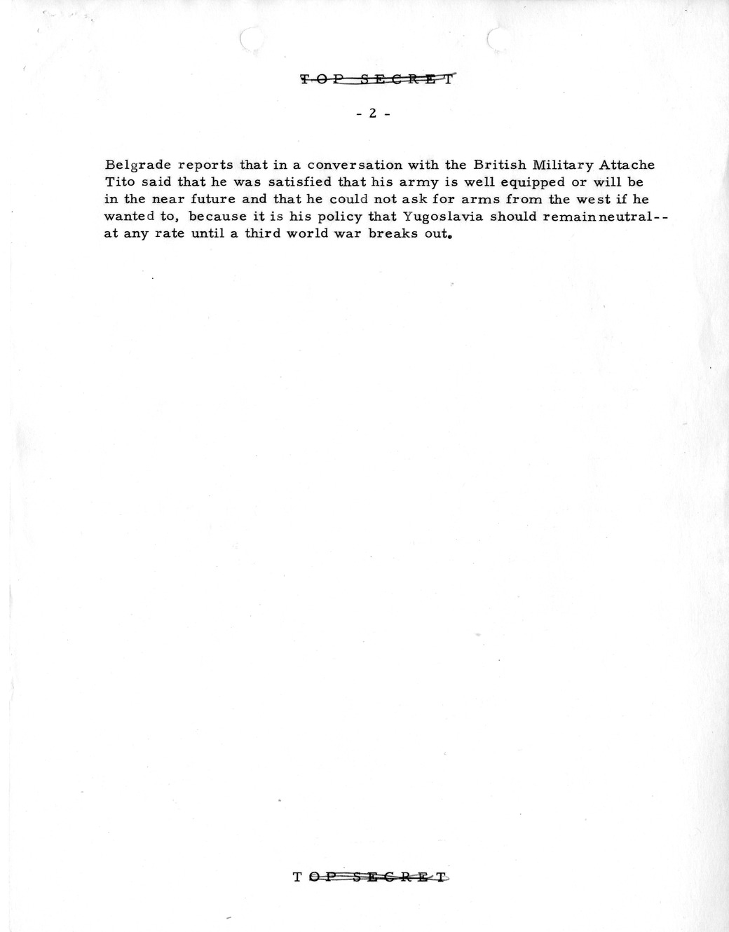 Memorandum, State Department Summary of Telegrams