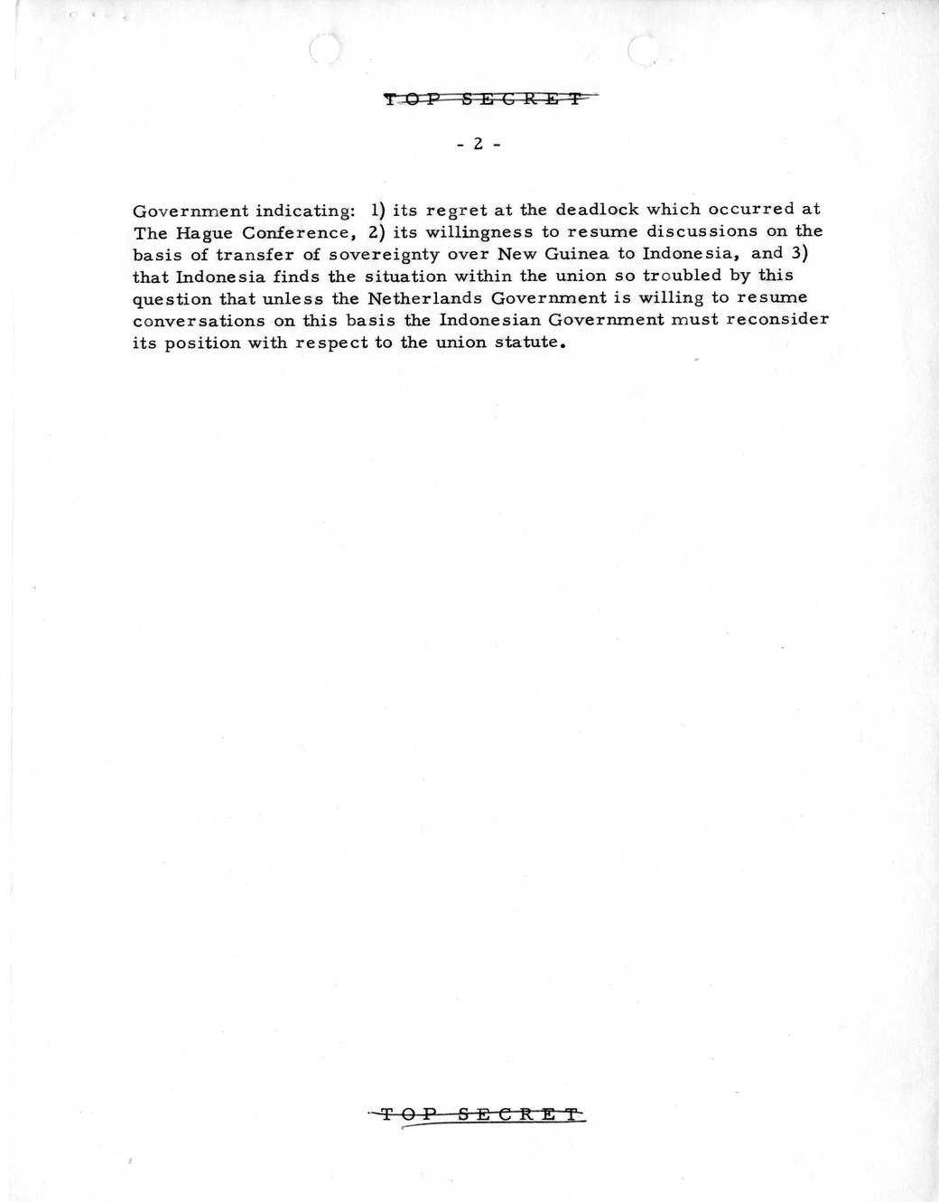 Memorandum, State Department Summary of Telegrams