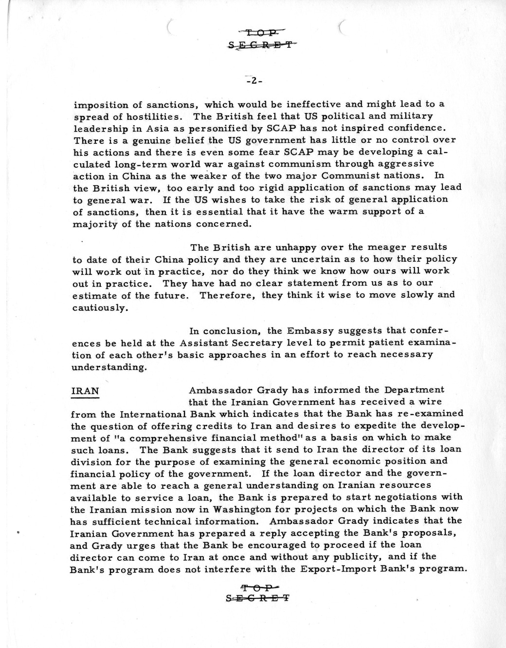 Memorandum, State Department Summary of Telegrams