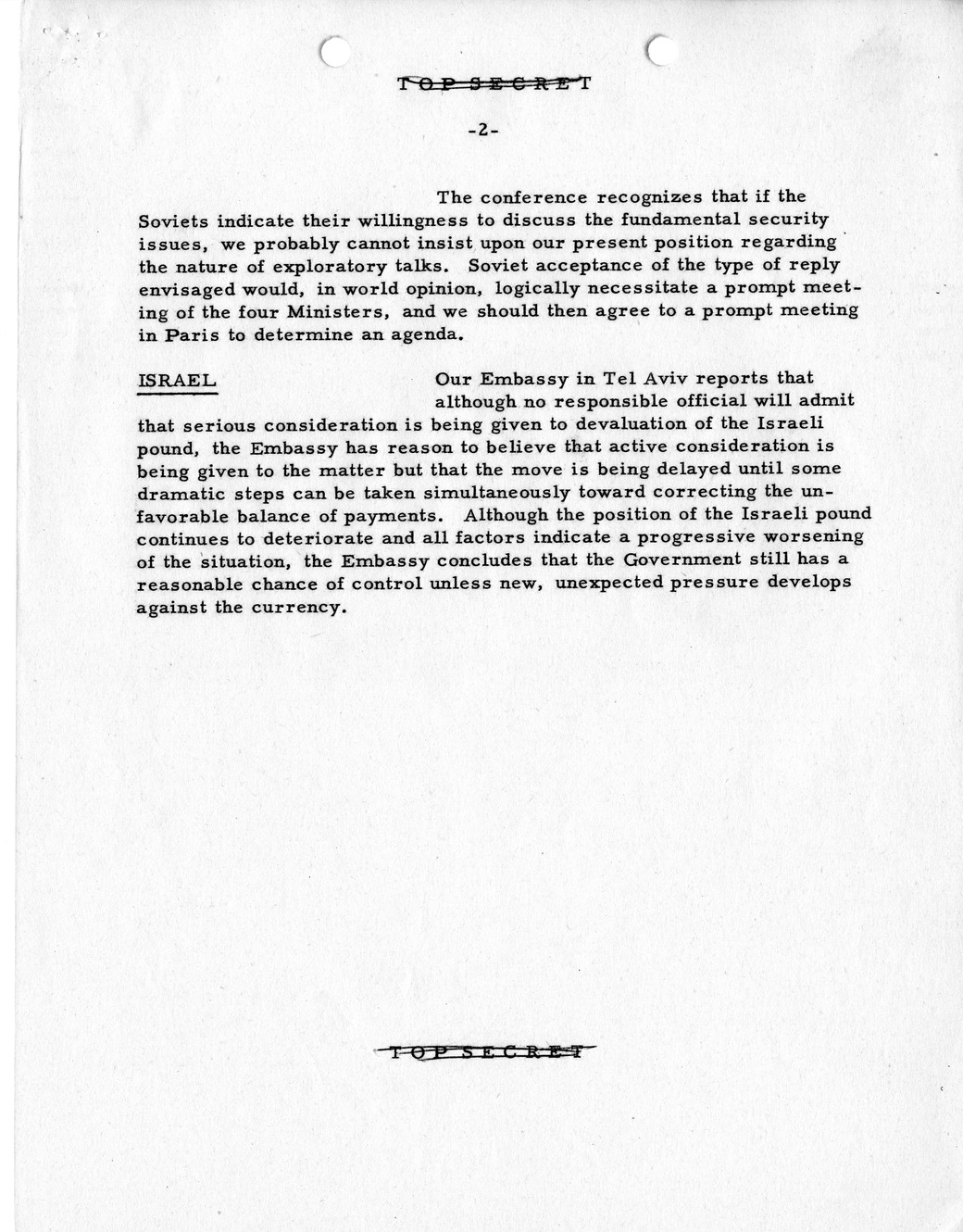 Memorandum, State Department Summary of Telegrams