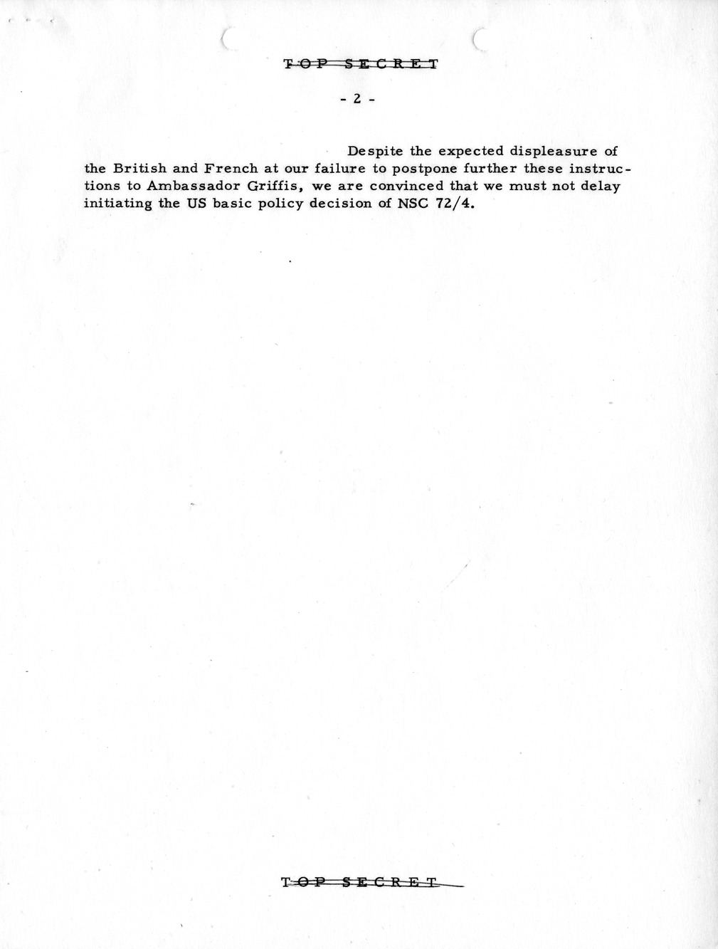 Memorandum, State Department Summary of Telegrams