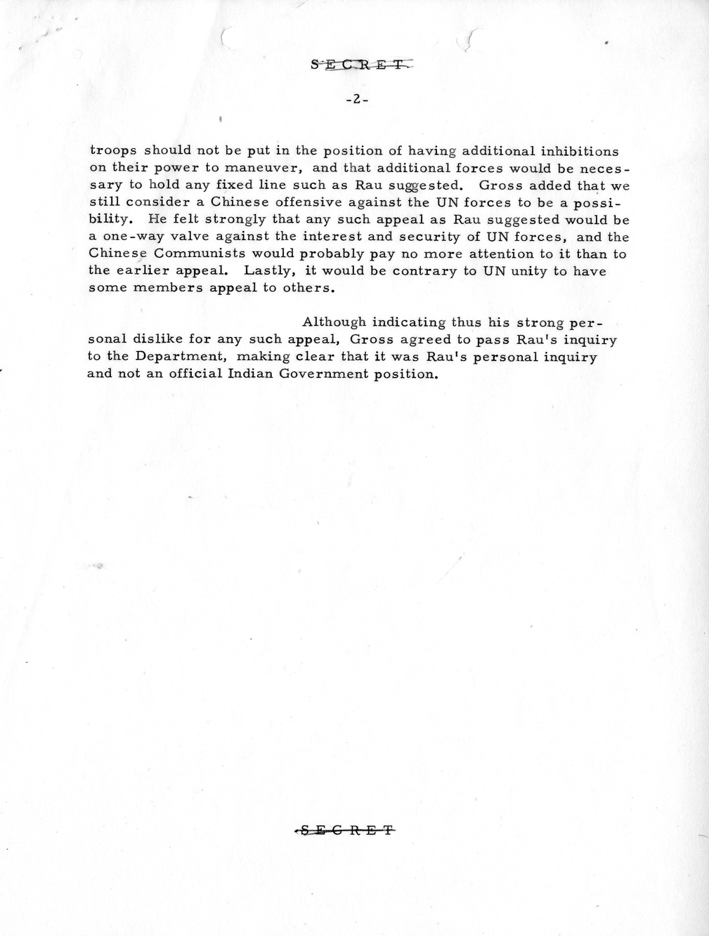 Memorandum, State Department Summary of Telegrams