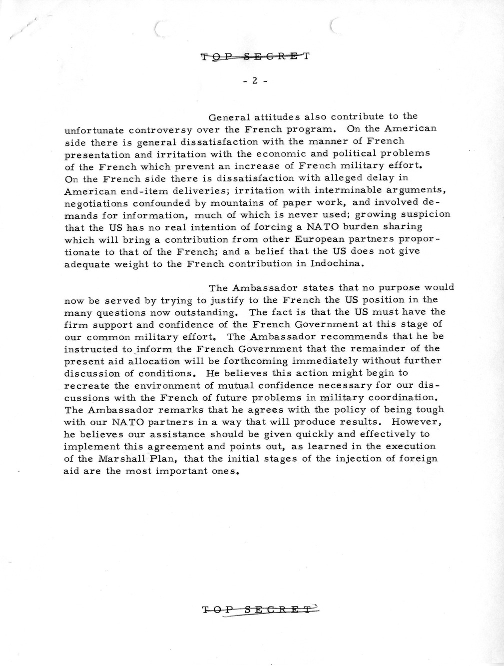 Memorandum, State Department Summary of Telegrams
