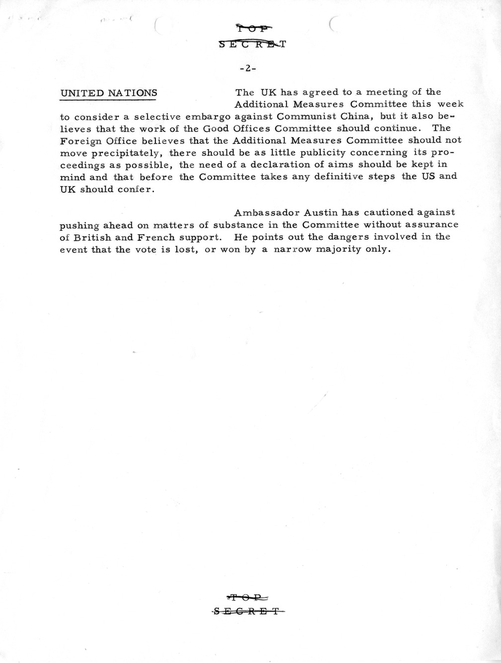 Memorandum, State Department Summary of Telegrams