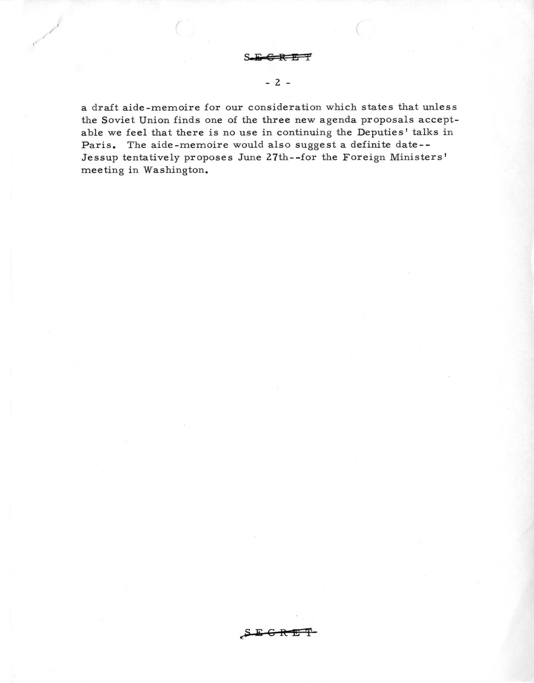 Memorandum, State Department Summary of Telegrams