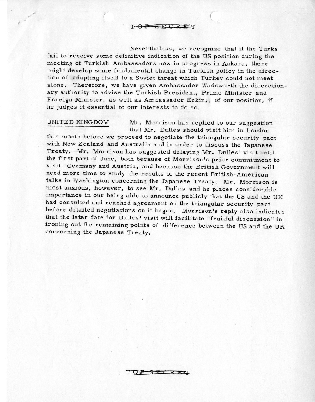 Memorandum, State Department Summary of Telegrams