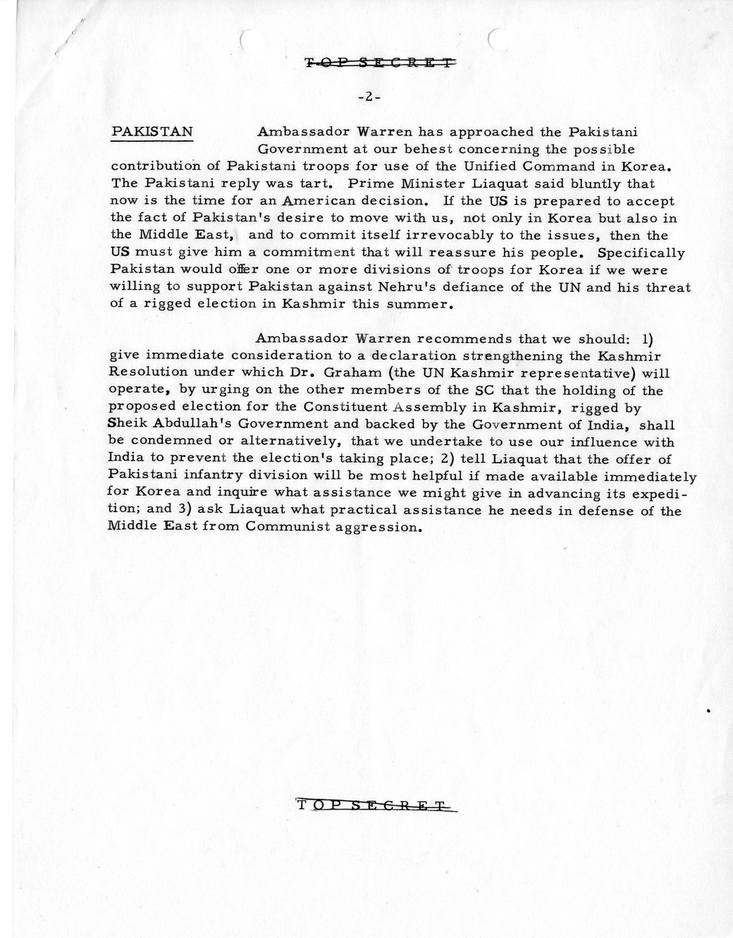 Memorandum, State Department Summary of Telegrams