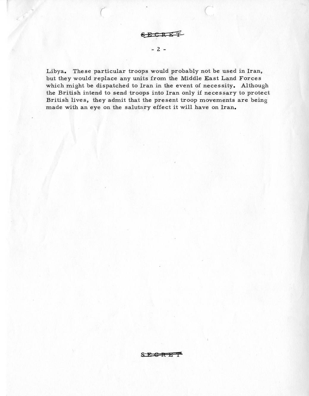 Memorandum, State Department Summary of Telegrams