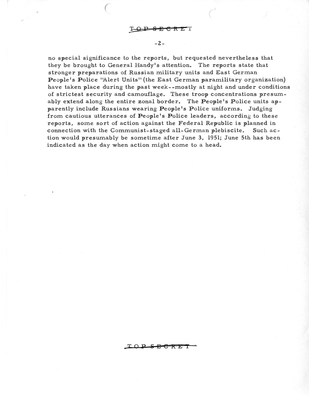 Memorandum, State Department Summary of Telegrams